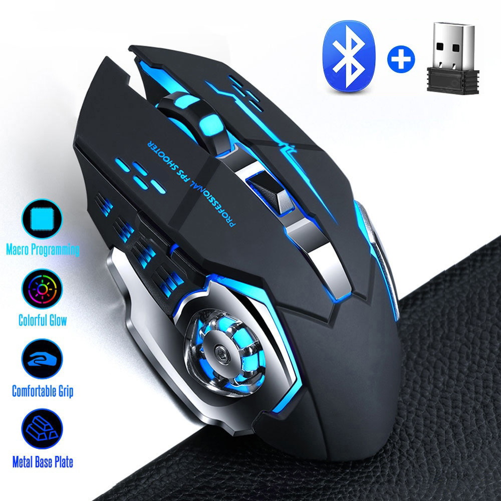 2.4G USB sans fil Bluetooth souris ergonomique silencieuse souris de bureau Rechargeable e-sports rétro-éclairage souris pour ordinateur portable Macbook