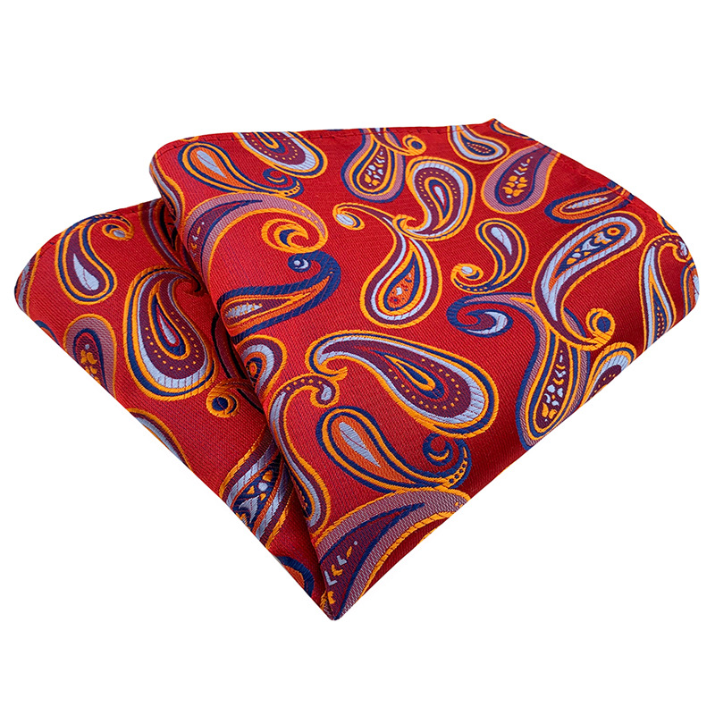 カシューフラワーポリエステルハンカチ、高度な感触のエレガントなハンカチ、最高の男性パーティー花婿付け添人、結婚式のポケットスクエア、25cm