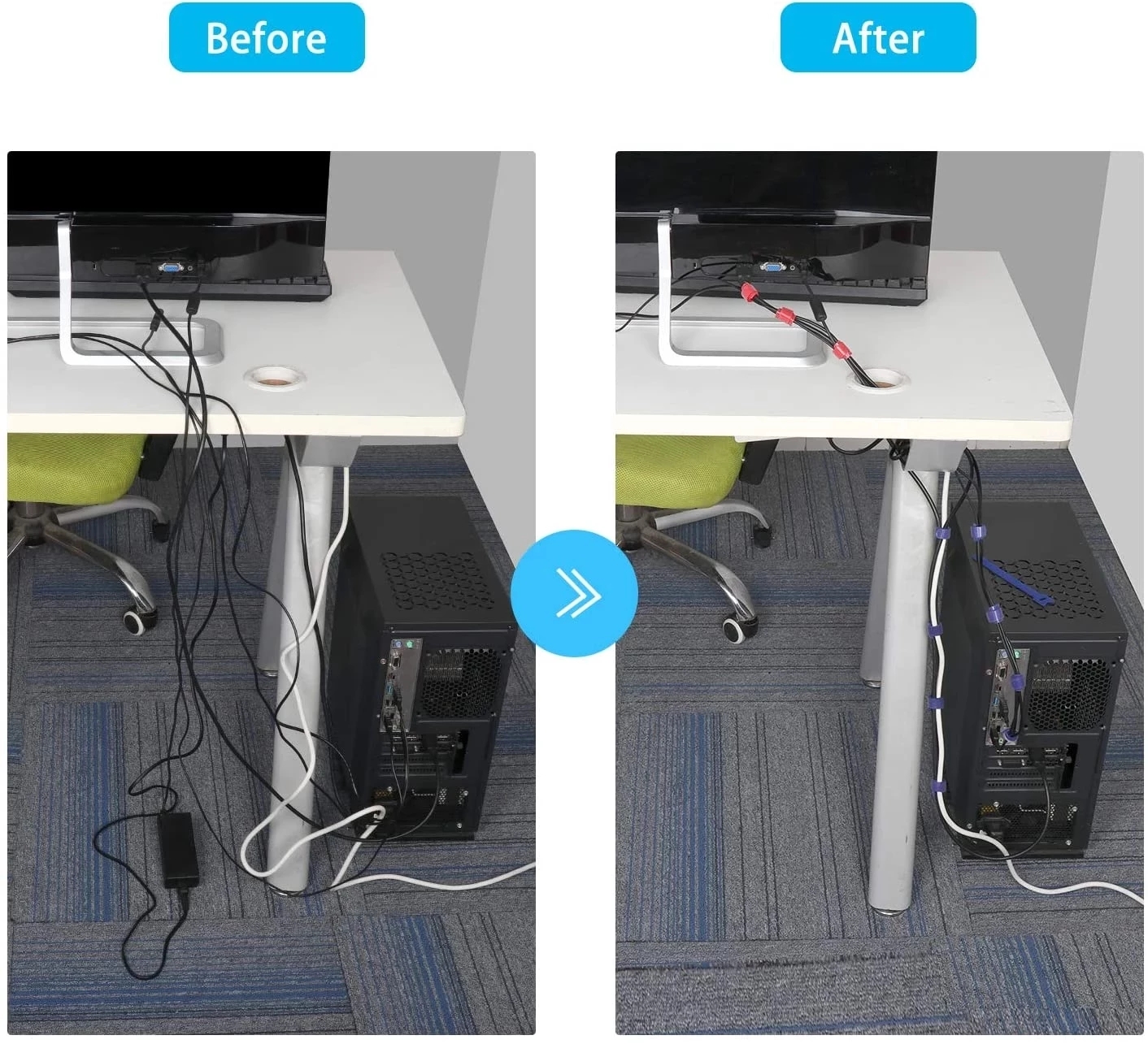 10/30/50 個ケーブルオーガナイザーワイヤーワインダー USB ケーブル管理クリップイヤホンホルダーマウスキーボードコードプロテクターテープネクタイ