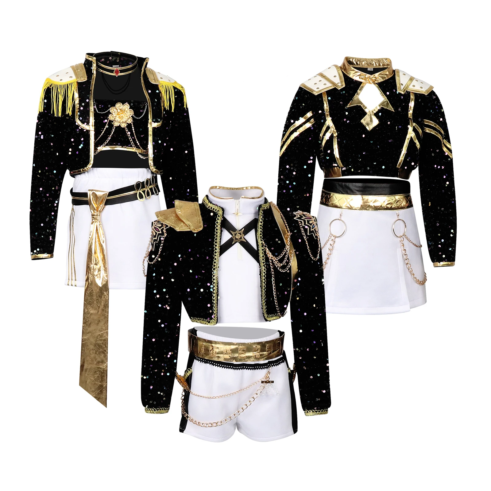 Disfraz de Kpop Devil Hunter Huntrix Rumi mila zuoyi para niños, conjunto negro y dorado, disfraz de juego de rol de ídolo para niñas