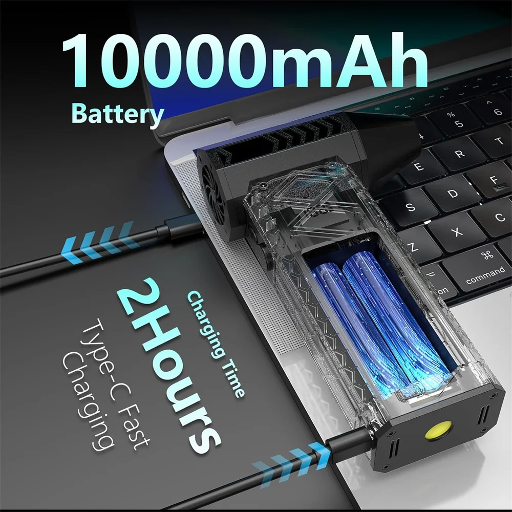 180000 RPM Turbo Jet Fan 2 LED Lighting Battery Level Display Powerful Air Blower 4 Gear Speed Turbo Jet Blower Dust Blowing