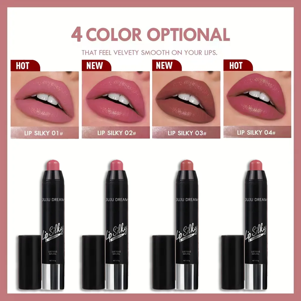 Lápiz labial mate de 4 colores, resistente al agua, de larga duración, fácil de aplicar, no se decolora, maquillaje de labios multilingüe, unisex, seguro y certificado