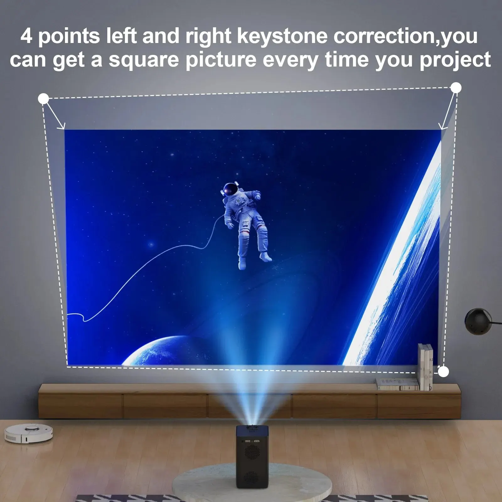 HONGTOP-Projetor Portátil Inteligente com Wi-Fi e Bluetooth, Android 10.0, Projetor de Bolso para Exterior, S30MAX, 4K, 9500L