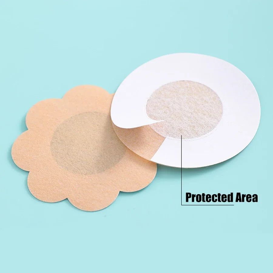 100 Pc Doek Tepel Cover Speen Verbergen Vrouwen Wegwerp Tepel Pasteitjes Stuk Borst Bloemblaadjes Onzichtbare Beha Padding Borst Sticker Patch