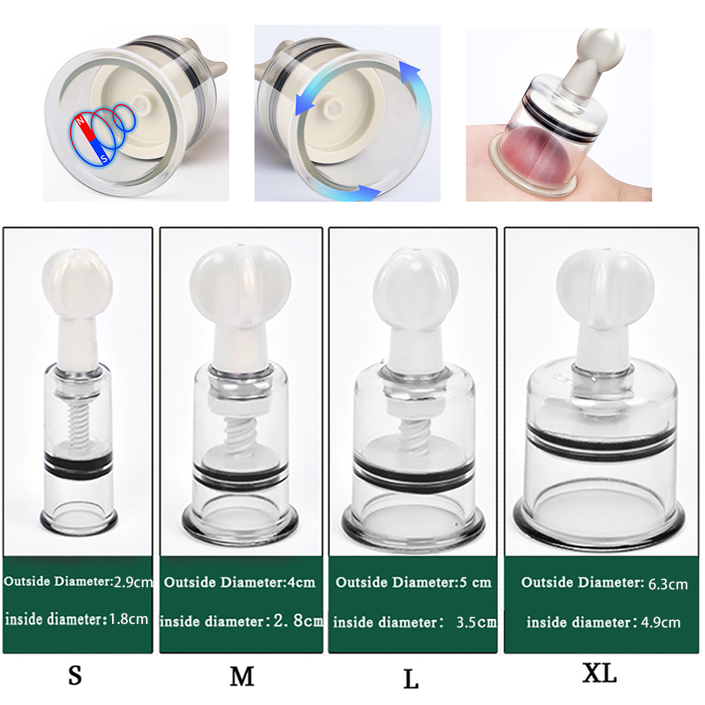 4 Sizes Rotating Handle Twist Suction Cupping Cup Nipple Enhancer Massage Vacuum Cans Suction Cup Anti Cellulite Massager