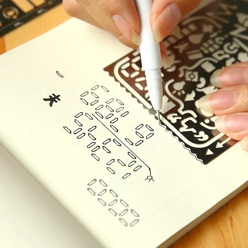 Portable Stainless Steel Stencils Hollow Ruler Travel Diary Notebook Drawing DIY Tool