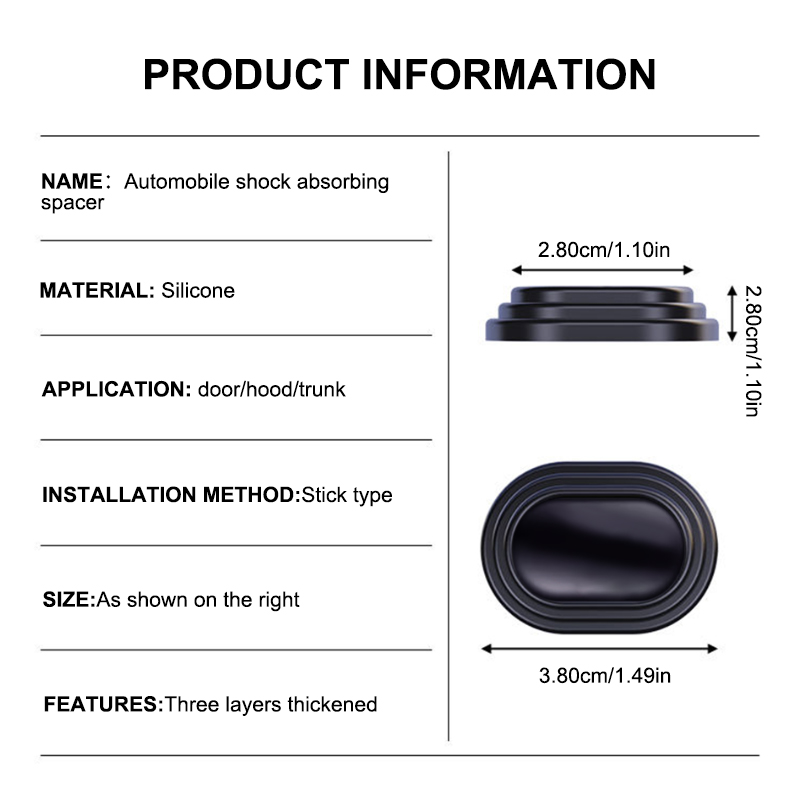 Seametal 12 pçs porta do carro silicone anti choque almofada tronco automático isolamento acústico espessamento almofada adesivos acessórios de estilo do carro