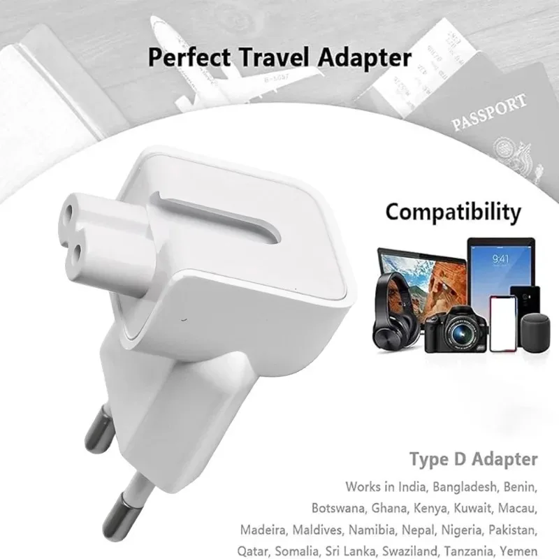 5/1 pacote ue ac tomada de parede cabeça pato para apple macbook ipad pro adaptador ar carregador carregamento rápido conversores portátil adaptadores