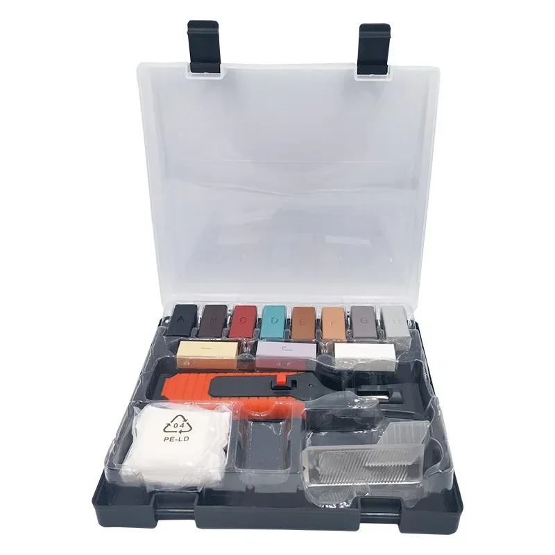 Zestaw do naprawy podłóg z płytek laminowanych Zestaw do naprawy laminatu System wosku Solidna obudowa Wióry Zarysowania Naprawa podłóg Garnitur