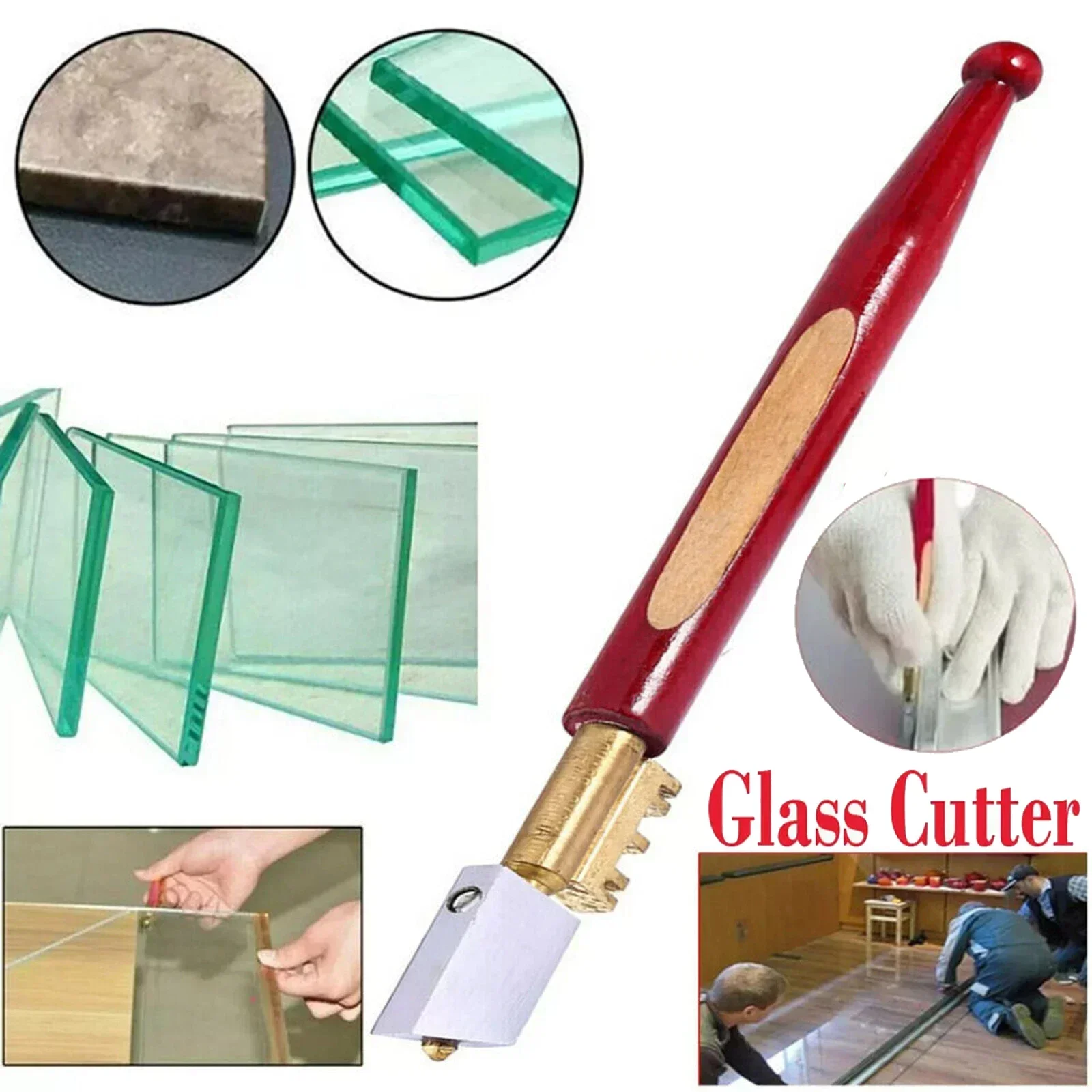 17mm Diamond Glass Cutter - Portable Heavy Duty Glass Cutting Tool with Sharp Knife for DIY Craft Professional Use