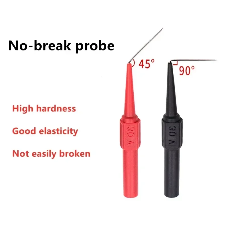 バナナプラグ用の非破壊マルチメータテストプローブ,断熱ピアス針,赤と黒,30v-60v,1個,2個