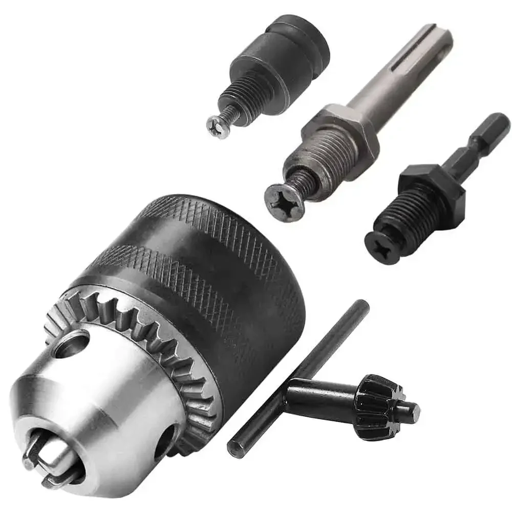 Portabrocas de 1,5-13 mm, brocas de controlador de impacto de montaje 1/2-20UNF, vástago hexagonal de conversión de mandril/adaptador cuadrado de enchufe SDS-Plus con llave de mandril