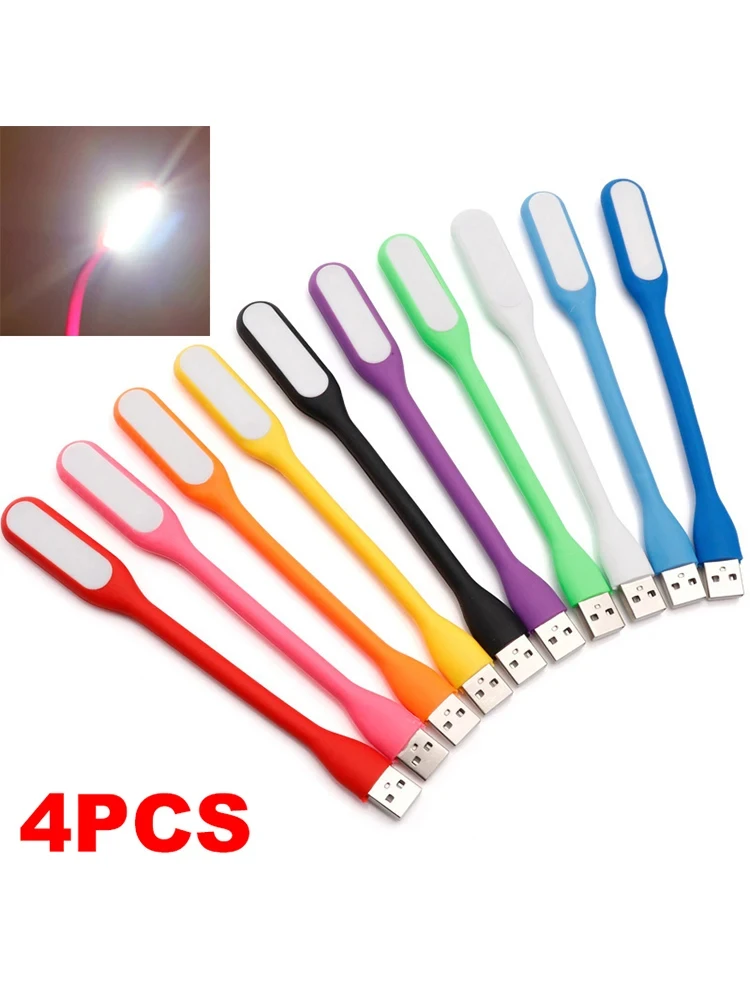 2 4PCS Mini USB LED Luce portatile da lettura per libri Luce notturna a LED DC 5V Lampada pieghevole per protezione degli occhi per computer Power Bank