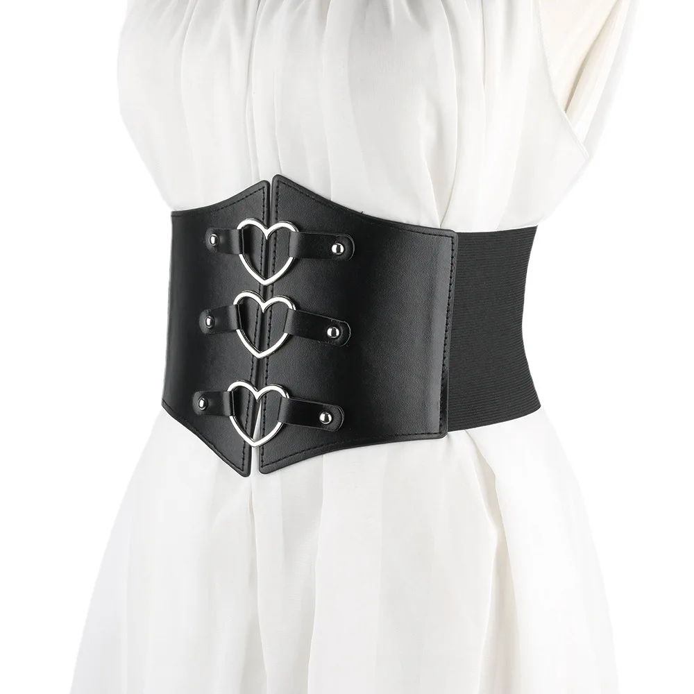 One waist cinching, chest cinching, elastic, wide waistband, three heart-shaped buckles for decoration, versatile for daily use,