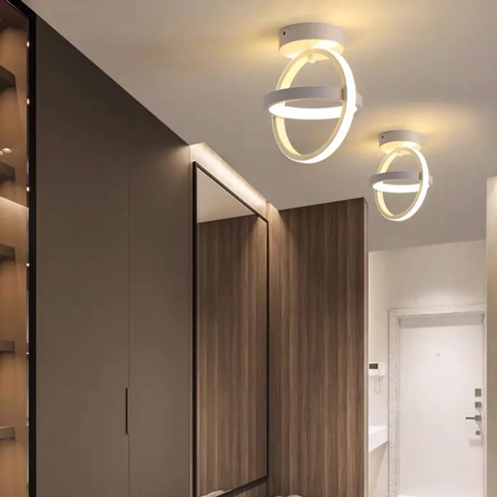 Plafoniera moderna a LED 2 anelli Lampada da soffitto dal design creativo Apparecchi di illuminazione per interni Corridoio Balcone Corridoio Ufficio Luce