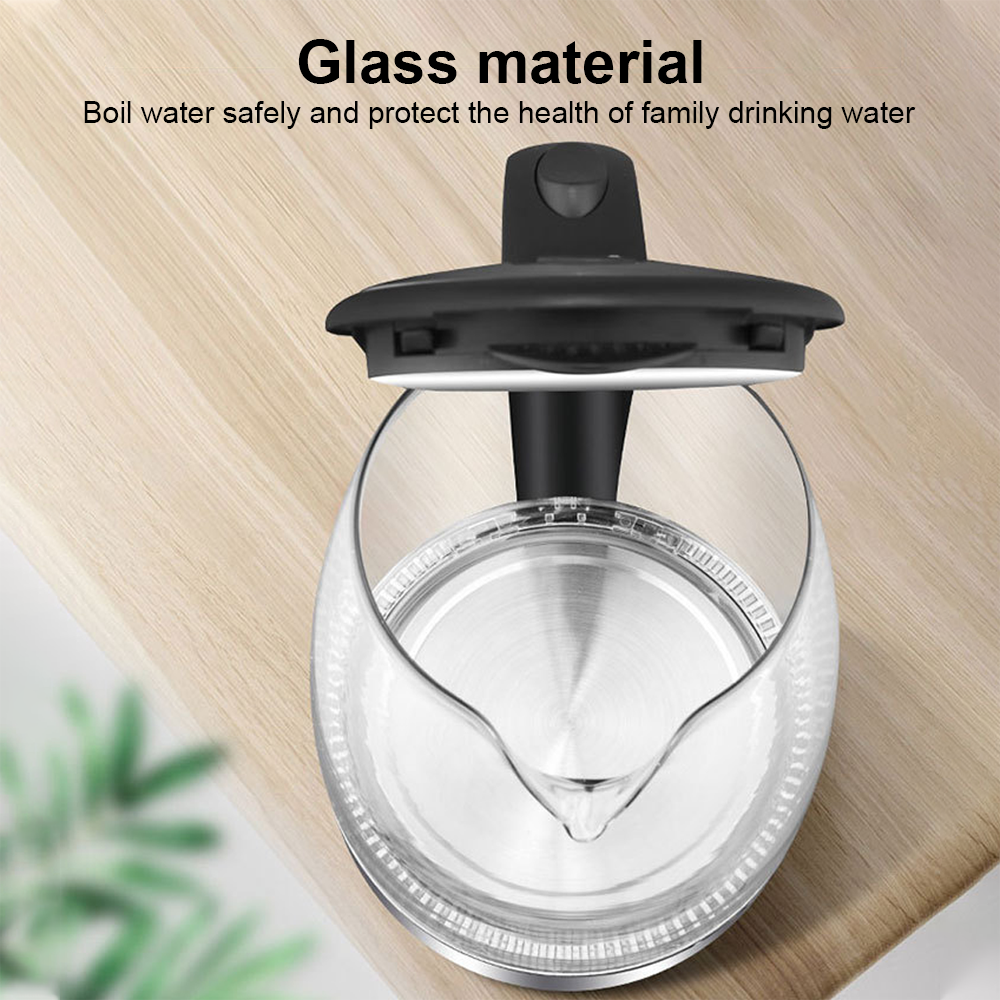 2L Larger Capacity Electric Kettle 220V Glass Tea Kettle Home Kitchen Water Heater 1500-1800W EU/UK Plug Water Boiler