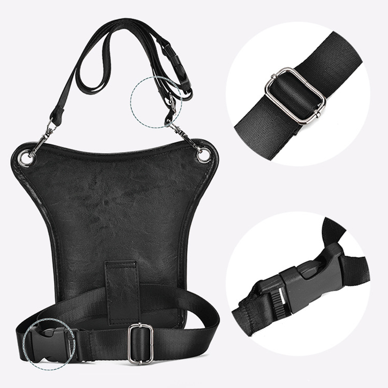 Vintage Men เอว Fanny Pack วางขา Cross Body ไหล่กระเป๋าสําหรับรถจักรยานยนต์ PU หนังชาย Messenger สะโพกเข็มขัดต้นขากระเป๋า