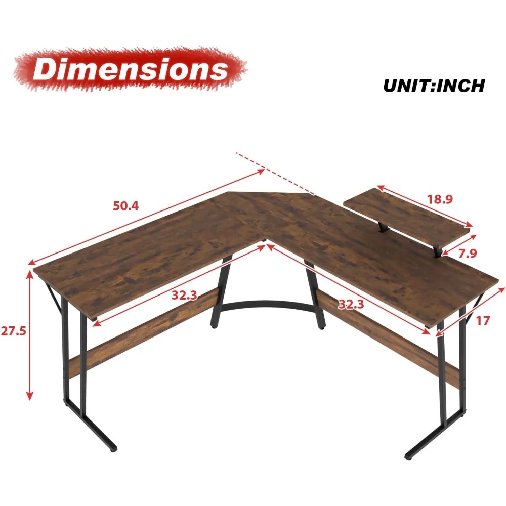 L Shaped Desk Corner Gaming Desk Computer Desk with Large Desktop Studying and Working  for Home and Work Place