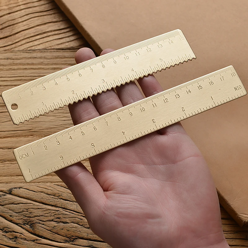 1 pz righello dritto in ottone Vintage righello triangolare di alta qualità goniometro per studenti strumento di misurazione forniture di cancelleria per la scuola