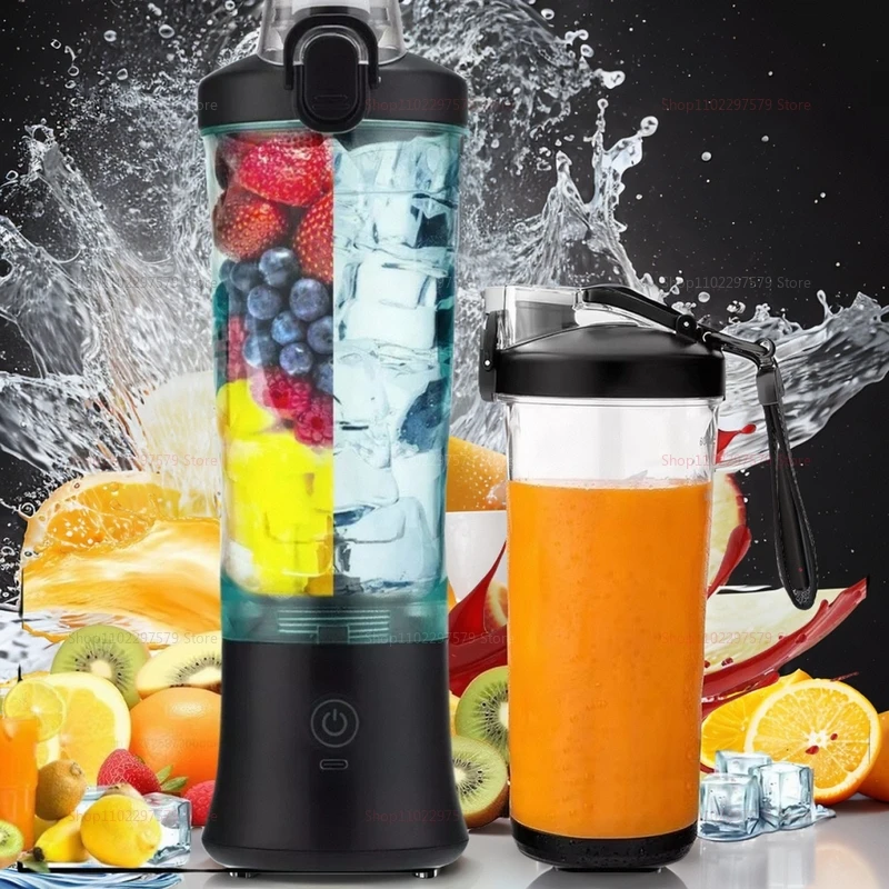 Exprimidor portátil de gran capacidad, 600ml, taza deportiva y fitness, exprimidor eléctrico recargable por USB de 4000mAh, mezclador de frutas, exprimidor Personal