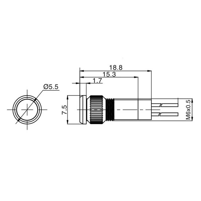 6Mm Đèn LED Báo Chỉ Số 6V 12V 24V 220V Đèn Tín Hiệu