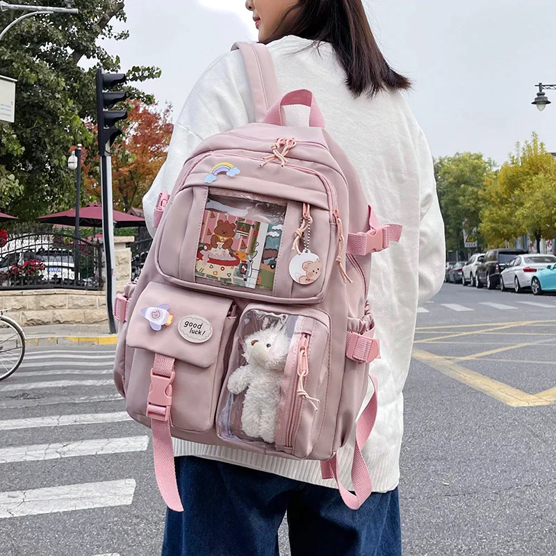 Mochila escolar para estudiantes de secundaria de gran capacidad estilo Ins, versión coreana, bonita mochila versátil, mochila para estudiantes jóvenes