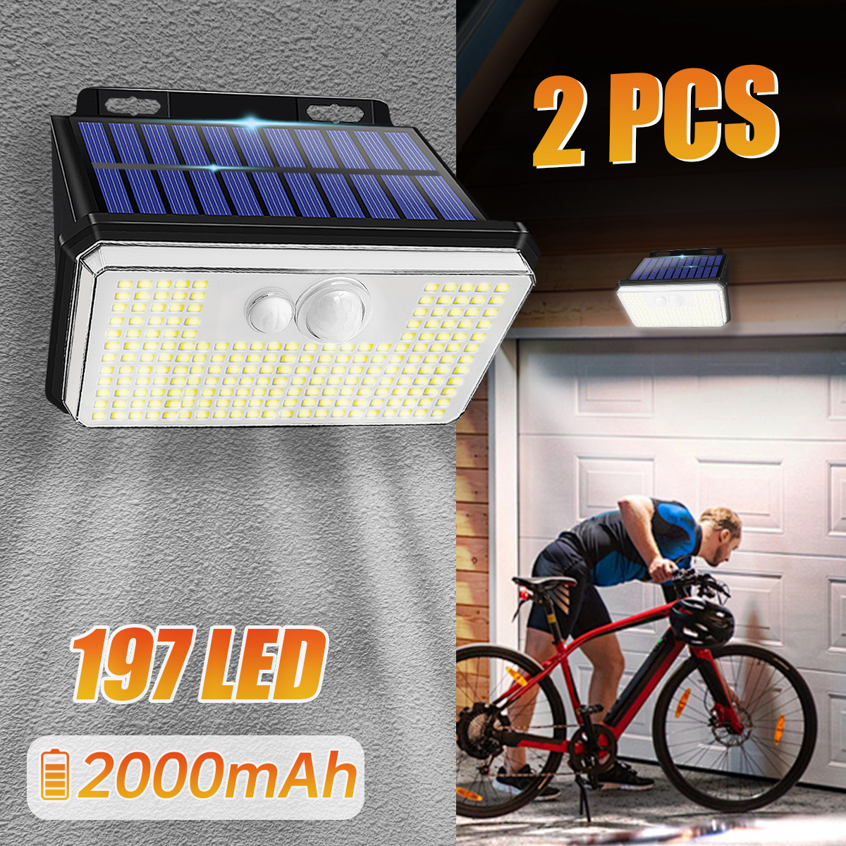 2 pacote ip67 à prova dip67 água solar ao ar livre luzes do jardim super brilhante 148/197 leds sensor de movimento luz de parede movido a energia solar lâmpada de segurança