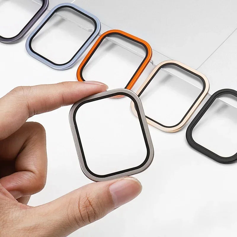 Vetro temperato per Apple Watch Ultra 49mm Telaio in metallo titanio Pellicola antigraffio per accessori protezione schermo serie Ultra 2
