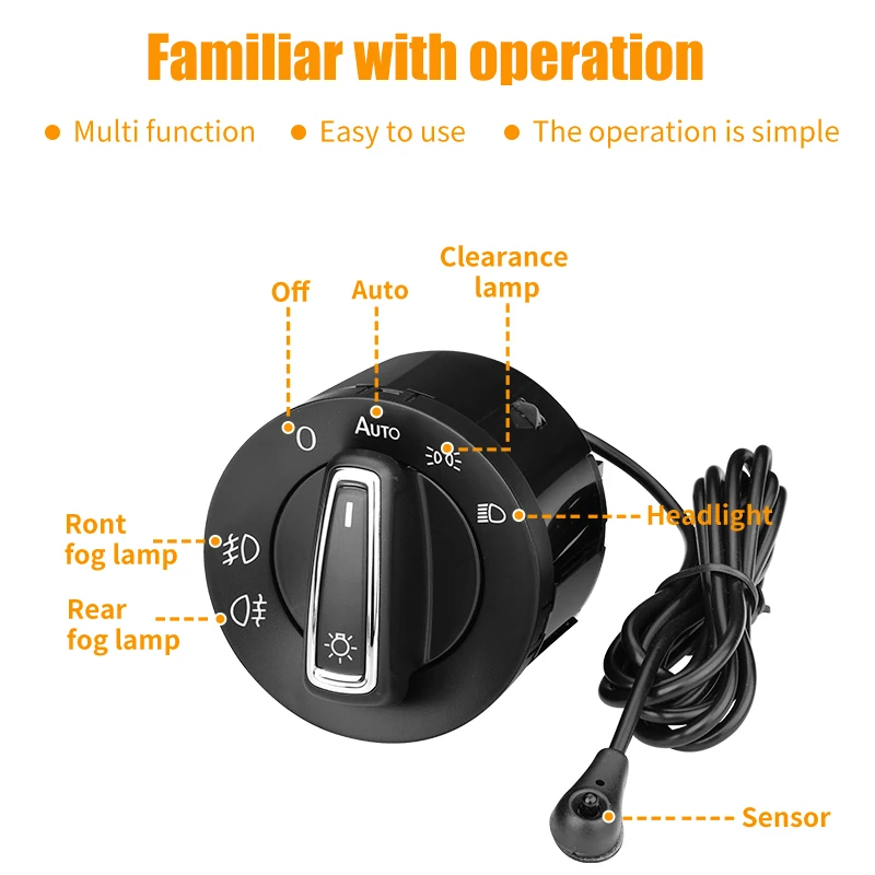 Para VW Passat B5 B7 Transporter T5 Tiguan Jetta MK6 Golf 4 6 Beetle interruptor de faro automático accesorios de Sensor cabeza automática