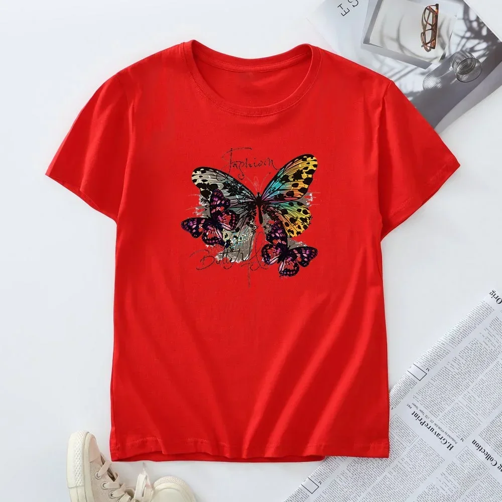 女性用半袖Tシャツ,女性用グラフィックTシャツ,プラスサイズのトップス,夏のファッション,綿100%,2024