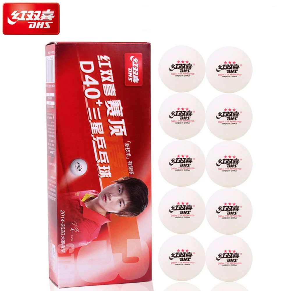 10 pçs dhs bolas de tênis de mesa costuradas d40 + abs novo material 10 pçs/caixa profissional ittf aprovado bolas de ping pong para treinamento