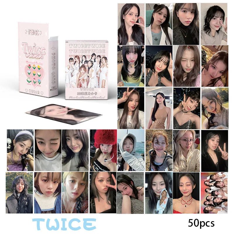 50 unids/set KPOP Tarjeta láser dos veces Mini 13 álbum con álbum YOU-th tarjeta LOMO tarjeta fotográfica de doble cara postal MOMO NAYEON MISAMO