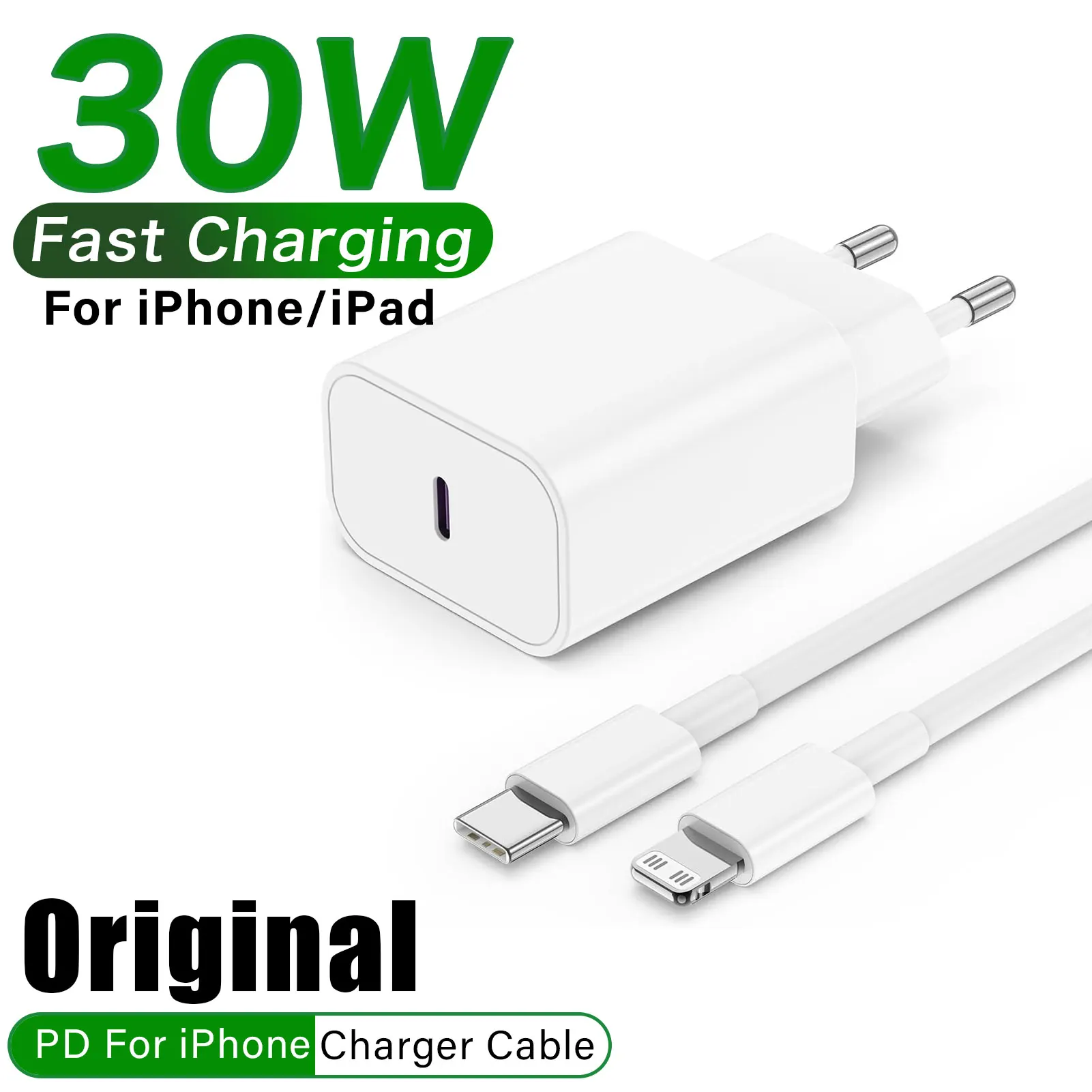PD 30W USB C Caricatore Del Telefono Per iPhone 14 13 12 11 Pro Max XR XS SE 8 Plus Cavo di Ricarica Veloce Telefono Tablet iPad Air Pro adattatore