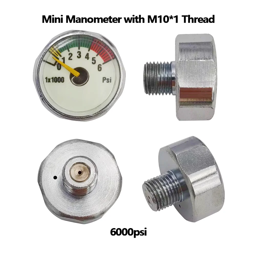 Air Mini Micro Pressure Gauge Manometer M10*1 Threads 600PSI/3500PSI BUll /4000PSI/4500PSI/5000PSI/6000PSI/30/40Mpa For Cricket