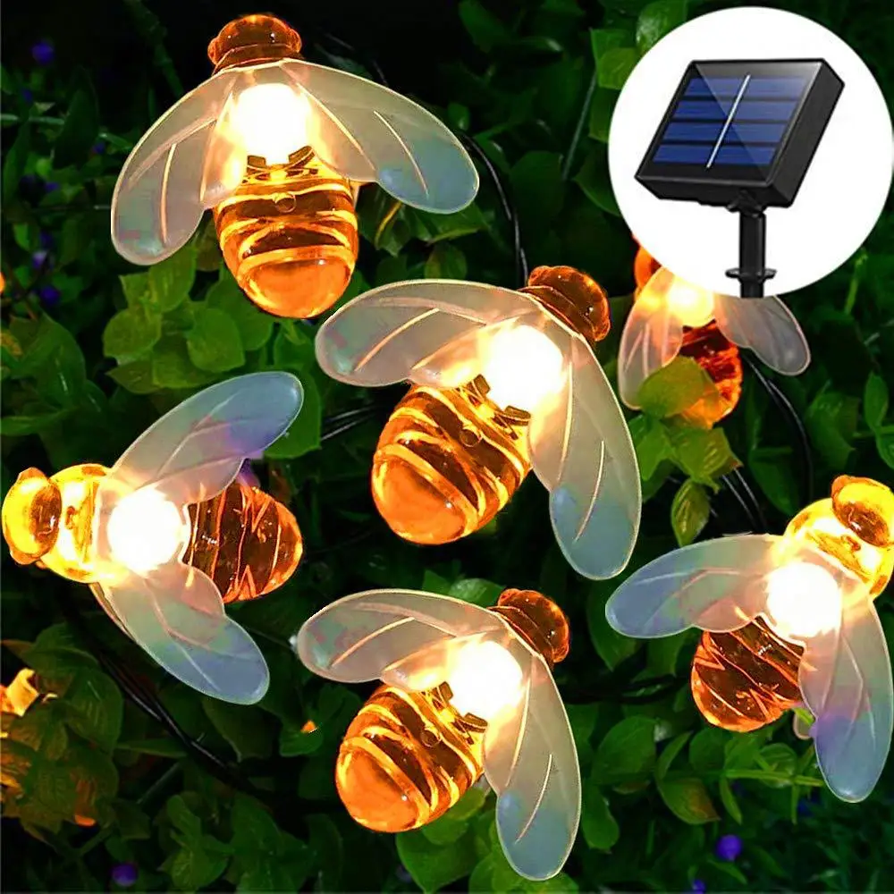 태양열 스트링 LED 야외 방수 조명, 축제 정원 장식 조명, 볼 꿀벌 체리 스타 조명, 태양 별 조명 스트링
