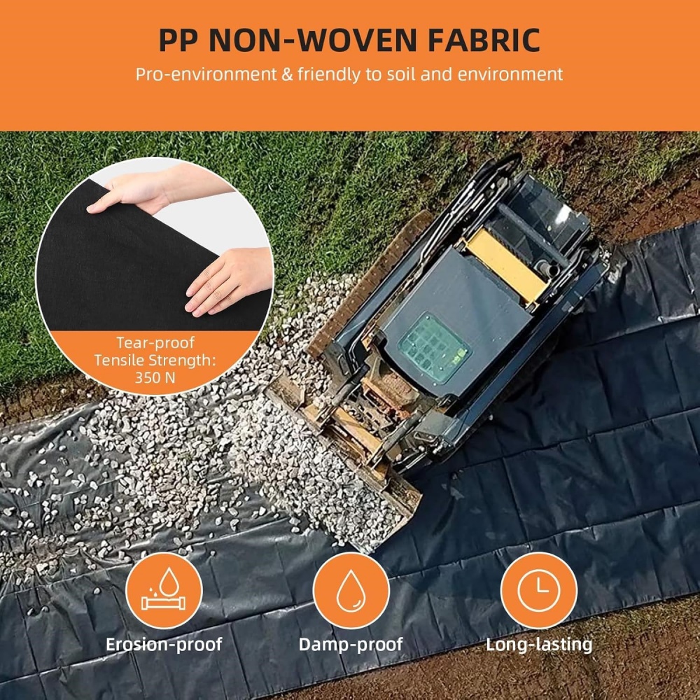 3ftx100ft Geotextile-Landschaftsstoff, PP-Abfluss, 350 N Zugfestigkeit und 440 N Tragfähigkeit für den Auffahrt-Straßenbereich