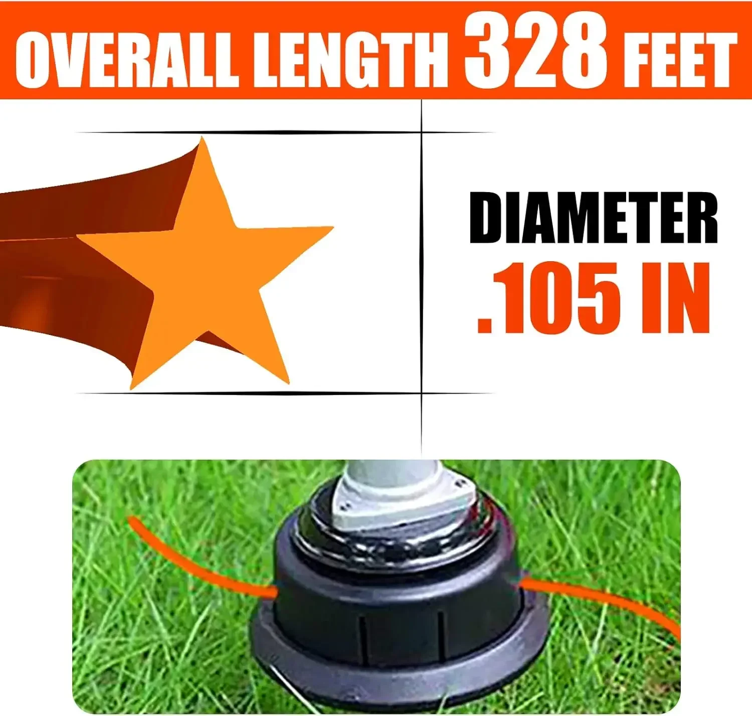 2.7MM*100M String Trimmer Line, Commercial Grade Orange Pentagon Weed Eater String,  Nylon String Trimmer Line for Grass Weeds
