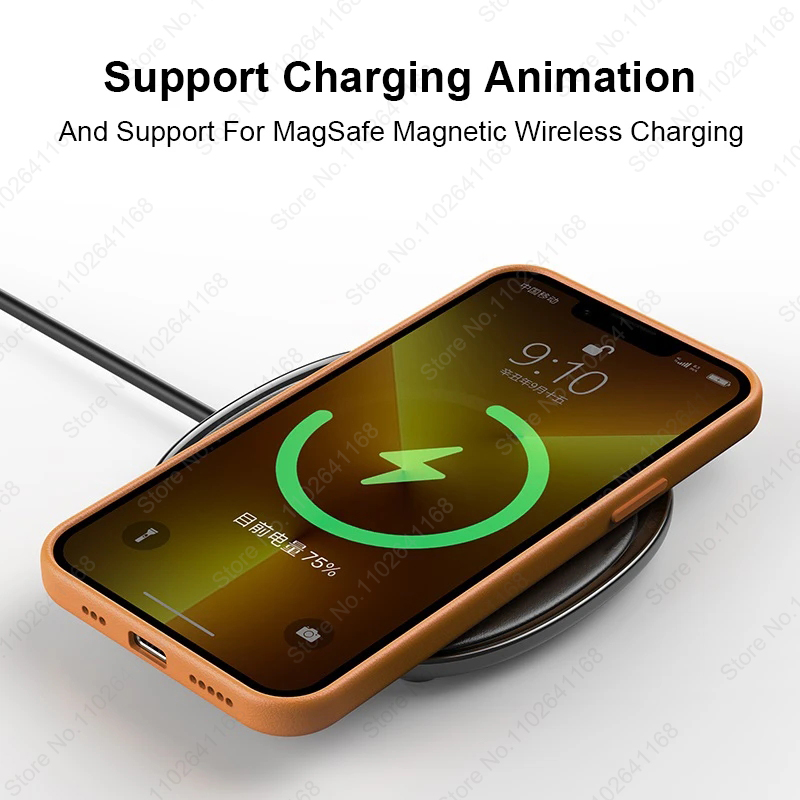 Fundas de cuero animadas originales oficiales para iPhone 16, 13, 14, 15 Pro Max, Magsafe, cubierta de carga inalámbrica magnética para 15, 14 Plus