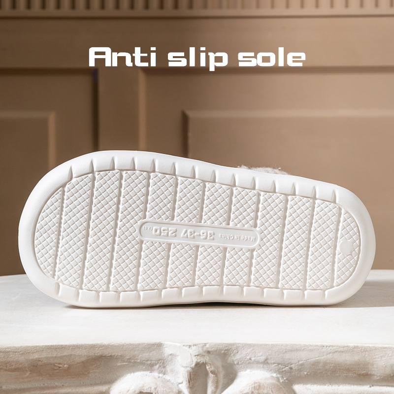 Sapatos de algodão quentes antiderrapantes com sola grossa de inverno com bolsa de lã e chinelos de algodão para uso externo