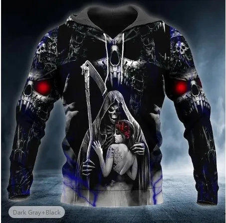 Sudadera con capucha de calavera para hombre, jersey con estampado 3D de cabeza, sudadera informal de moda de otoño, novedad de 2023