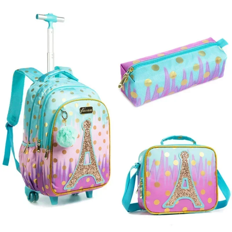 Mochila escolar para niños con ruedas, bolso escolar con ruedas para niños, bolso para adolescentes, mochila de lona para niñas, bolsas con ruedas para equipaje de viaje