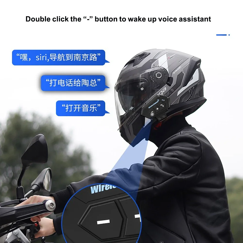 BT12 Bluetooth Motorhelm Headset Draadloze Handsfree Stereo Muziekspeler Luidspreker Hoofdtelefoon Ondersteuning Auto/Handmatig bellen