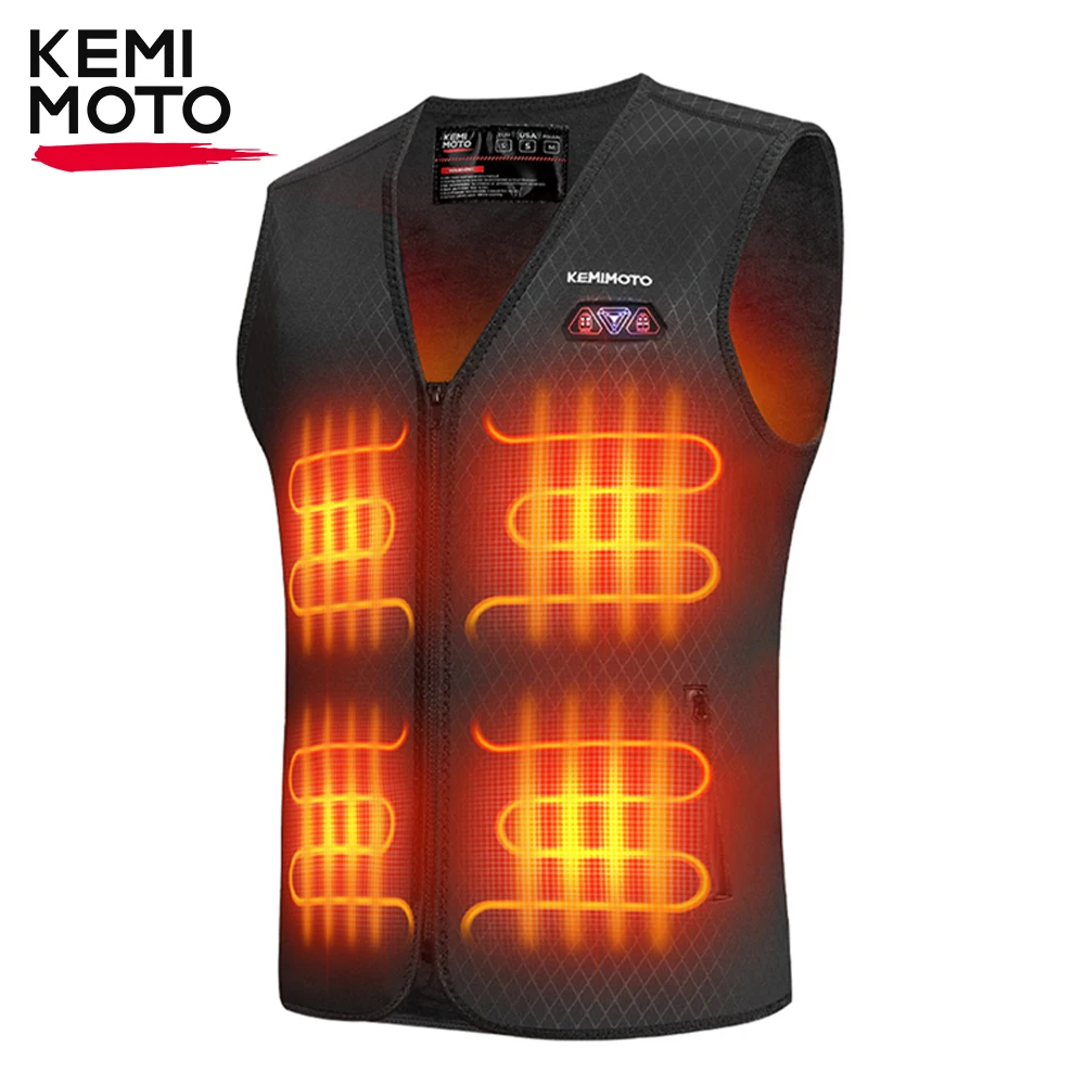 KEMIMOTO-Chaleco calefactable para motociclismo para hombre y mujer, chaqueta calefactora eléctrica inteligente, cálido para invierno, 8 áreas, ciclismo, actividades al aire libre