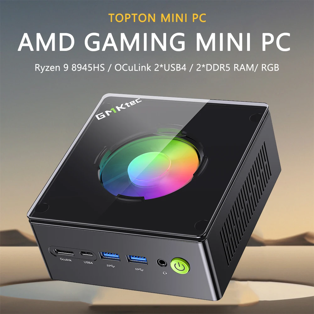 GMKtec Gaming Mini PC K11 AMD Ryzen 9 8945HS 8845HS 6850H 64 ГБ DDR5 RAM 1 ТБ SSD, настольный компьютер Dual NIC 2.5G, HDMI 2.1, USB4