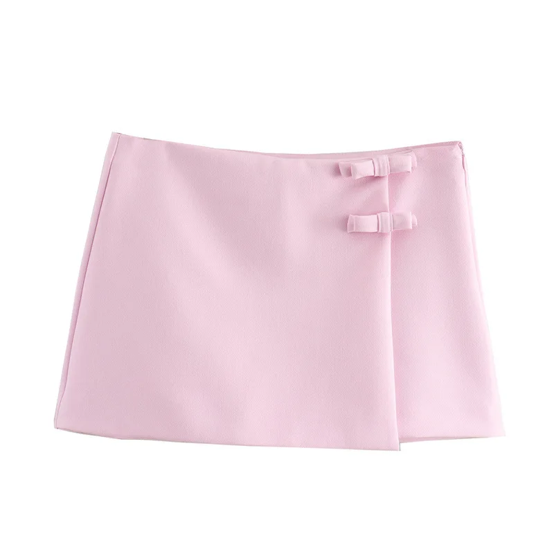 2025 Y2K Falda asimétrica Cyber Pink de tiro bajo Bralette Combo Ropa de calle resistente a la decoloración + versión blanco cristalino