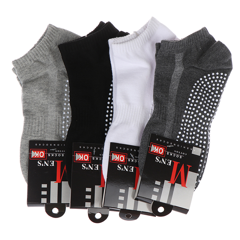 1 par de calcetines de Yoga antideslizantes de algodón para hombre con empuñaduras calcetines de suelo antideslizantes transpirables para Pilates gimnasio Fitness tamaño 39-44