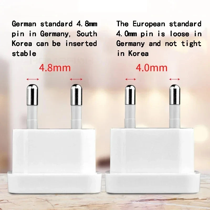1 Stück 4,8 mm Netzstecker-Adapter US zu EU Euro Europa Stecker Netzstecker Konverter Reiseadapter Stromkonverter Steckdose