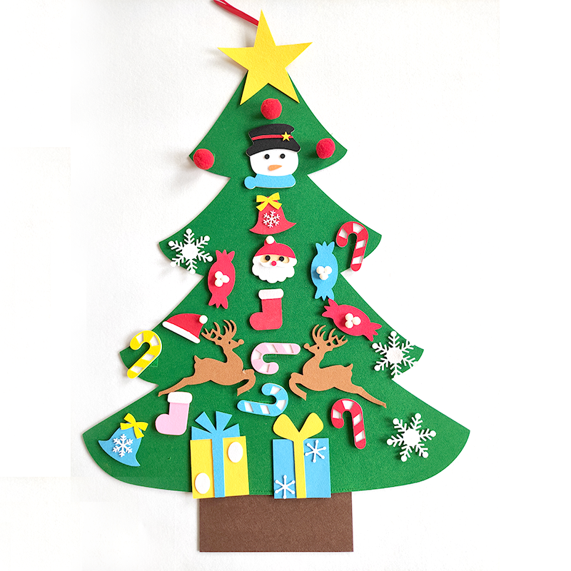Árbol de Navidad de fieltro DIY, decoración navideña para el hogar, adornos navideños de Año Nuevo 2022, regalos de Navidad para niños de Papá Noel