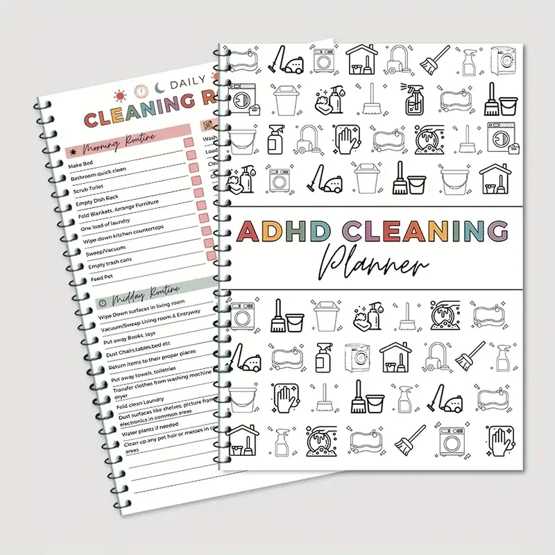 ADHD Cleaning Planner Bundle – Includes Home Cleaning Schedule, Weekly, Monthly, Year-Round Cleanliness Tips, Family Chore Chart