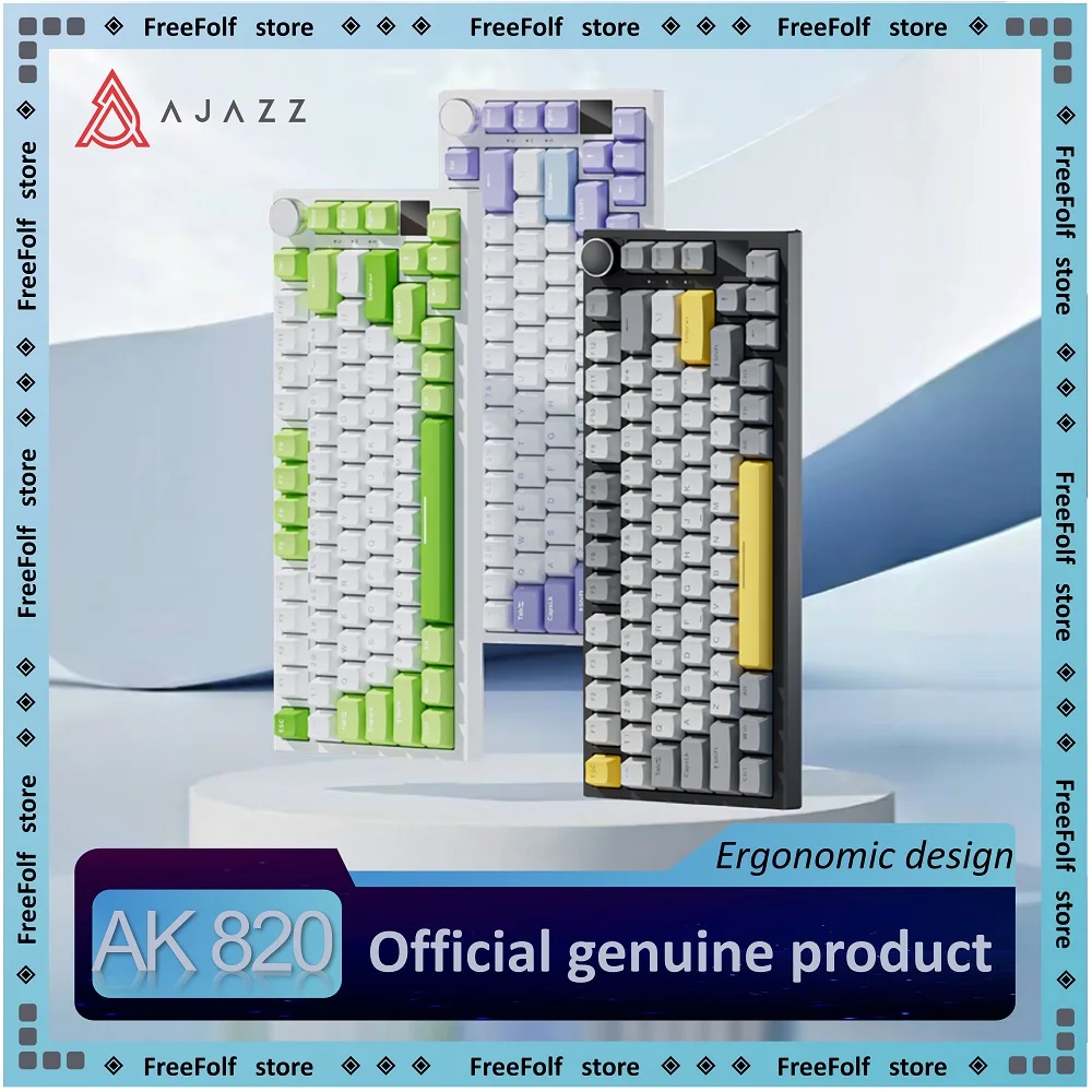 Teclado mecánico inalámbrico para juegos AJAZZ AK820, intercambio en caliente, diseño del 75%, interruptor intercambiable, conectividad de tres modos